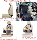 ROODO Dog Car Booster Seat with Safety Leash and Foldable Metal Frame for Small Pets up to 20 lbs Height-Adjustable Portable Puppy/Cat Car Seats with Plush Thick Cushion Mesh Window(Khaki)