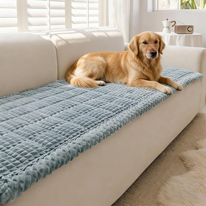 Couch Cover for Dogs Washable, Non-Slip Pet Couch Covers for Sofa, Fuzzy Dog Couch Cover Blanket, Thick, Soft, Plush Couch Cushion Covers for Sofa Protector(Blue Gray, 23.6" x 47.2"/60 x 120cm)