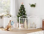 Foldable Pet Fence 144" Wide, 32" Tall,No-Assembly Dog Gate with Door,White | 6 Panels Metal Folding Freestanding Dog Gate Walk Through,Extra Accordion Puppy Folding Playpen for Doorways, Stairs,House