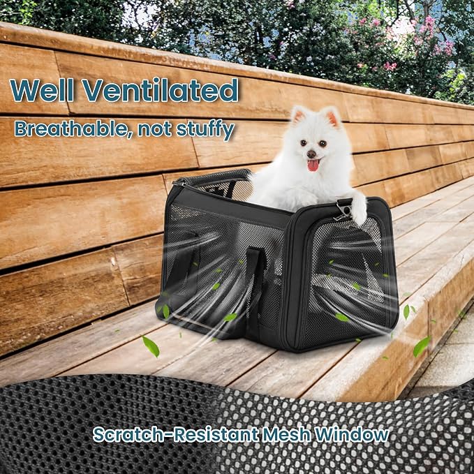 PETSFIT 19 x 12 x 12 Large Cat Carrier | Roomy Escape-Proof Cat Car Seat, Safe Driving, Lockable Zippers & Safety Tether, Soft-Sided Travel Carrier