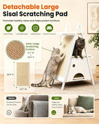 Modern Wood Cat Tree Tower for Indoor Cats Large Adult 67-in Tall | Heavy Duty XL Stable Wooden Cat Condo House Furniture with Multi-Level Spacious Perch Scratching Board Soft Washable Pads