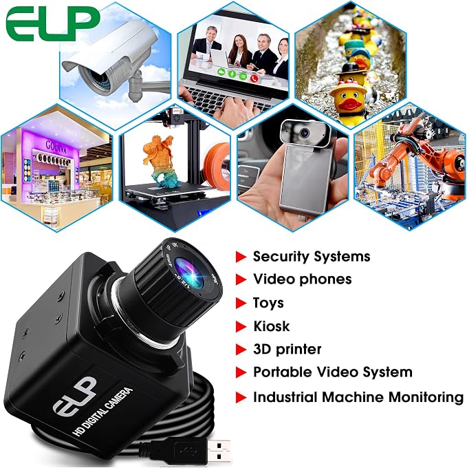 ELP USB Camera Manual Zoom 4mm Lens Prototype Camera 2Megapixel 1080p Webcam Cmos OV2710 Webcamera High fps 100fps Web Cam Security Surveillance Dog Pet Baby Video Monitoring USB Cameras for Most OS