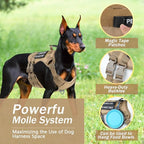No Pull Tactical Dog Harness Medium Sized Dog, Service Dog Vest, M, Brown | Tactical Dog Vest Harness and Leash Set, Adjustable Military Service Dog Harness with Handle for Medium Large Dogs