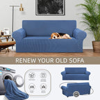 Stretch Loveseat Couch Cover, 2 Cushion Couch Slipcover,Riverside | 1-Piece Washable Sofa Cover Pet Friendly (55"-78") Furniture Protector Soft Jacquard, Elastic Bottom for Dogs & Kids