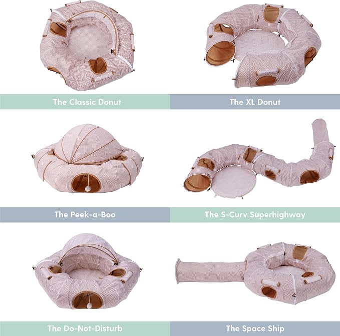 The Cat Ladies Cat Tunnel for Indoor Cats - Cats Tunnel Bed Round - Donut Bed Tube - Cozy Play Tunnel Toy for Large Pets - Suitable for Big Pets