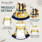 Parisian Pet Summer Dog Dress - Multicolor Clothes for Medium Dogs Girl - Pet Dress with Leaf Pattern - Stylish Printed Beach Dog Outfit - Lightweight Puppy Clothes - Sleeveless Dresses for Dogs