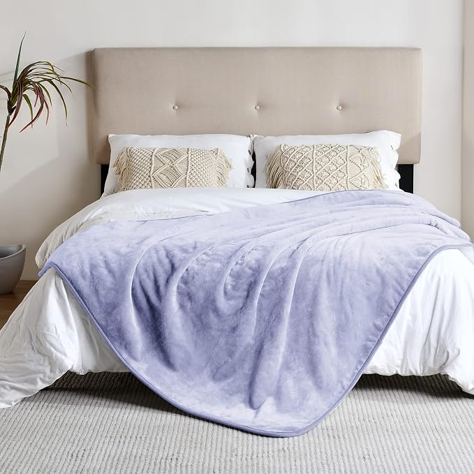 Soft Waterproof Blanket for Bed Couch Sofa, Lilac, 50x60 inches | Liquid Pee Proof Pet Blanket for Dog Puppy Cat, Reversible Sherpa Fleece Blanket for Couch Cover, Furniture Protector