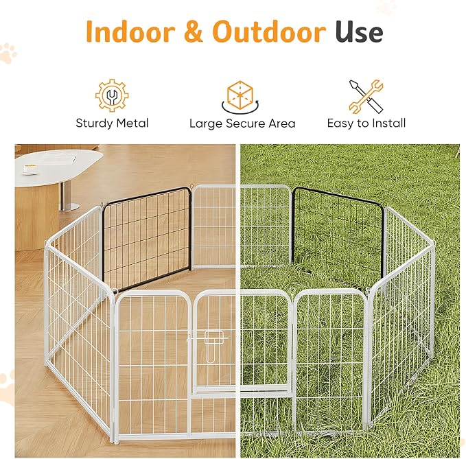 NEWBULIG Dog Playpen for Indoor 24 Inch 2 Panels - Portable Heavy Duty Metal Pet Exercise Pen, Foldable Small Dog Puppy Playpen Fence for Outdoor RV, Camping, Yard, Garden
