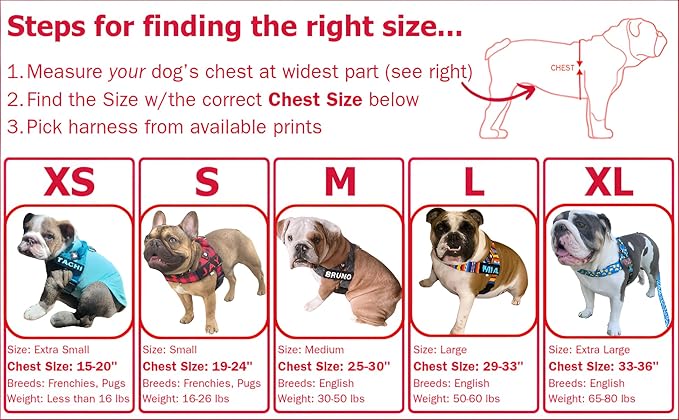 BULLHUG Adjustable Dog Harness– No Pull, No Choke – for English Bulldogs, French Bulldogs, Pugs & Broad-Chested Breeds – Easy, Safe Walks (Taco, Large)