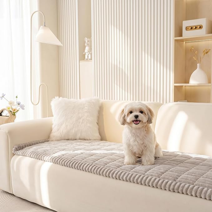 Dog Couch Cover, Non Slip Sofa Covers for 3 Cushion Pet Friendly | Washable Soft Sofa Slipcovers for Dogs, Furniture Protector Against Fur, Dirt, Dog Mat for Couches, Oatmeal, 27.6" x 70.9"