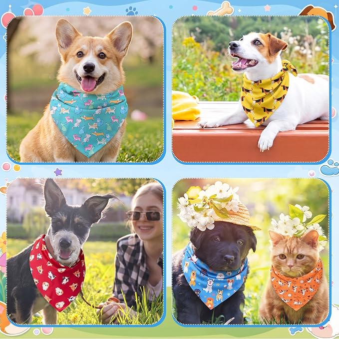 Sweetude 100 Pcs Dog Bandanas Bulk Dog Bandana Bibs Pet Bandanas with Captions Adjustable Cat Outfit Washable Triangle Scarf Kerchief for Small to Medium (Cute)