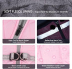 FUAMEY Dog Cold Weather Coats Reflective Dog Warm Jacket with Harness | Fleece Winter Coat for Large Dogs Snow Puffer Vests with Zipper Reflective Turtleneck Jackets for Winter Pink XXXL