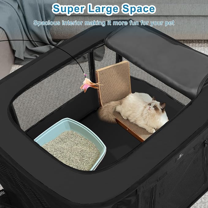 X-ZONE PET Dog Playpen, Puppy Cat Play Pen Portable Foldable Indoor/Outdoor Tent Crate Cage, Portable Pet Crate Large Size Black 45"