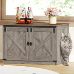Hzuaneri Cat Litter Box Enclosure, Hidden Litter Box Furniture with Divider | Wooden Cat Cabinet with Removable Dividers, Reversible Entrance Left or Right Side, Cat Washroom, Greige CB84605X