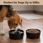 Ceramic Dog Bowl Set of 2 w/ Anti-Skid Base 6.5"W x 2.5"H, 3.8 Cup Capacity | Thick Ceramic, Dishwasher Safe, Anti-Skid Rubber Base, 3.8 Cups per Bowl, Ceramic Food & Water Bowls Set of 2 for Medium Dogs