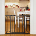 29.53"-43.30" Mornyray Auto-Close Baby Gate Extra Wide, Pressure Mounted Dog & Pet Gate for Stairs Doorways, No Drill Safety Barrier with Lace Design, Metal Child Proof Gate Indoor Outdoor, Black