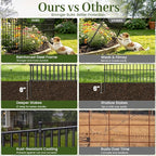 No Dig Garden Fence Outdoor for Yard, 24in (H) x 20ft(L) | 10 Panels with Gate Animal Barrier Fence, Rustproof Metal Temporary Dog Fence, Decorative Fencing for Patio, Flower Bed