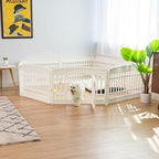 IRIS USA 8-Panel Dog Playpen, Pet Enclosure, White | Puppy Training, Multi-Shape Setup, Flexible Boundary, Configurable Layout, Tool-Free Assembly, Stable Non-Tip Base