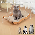 3 in 1 Sisal Cat Scratcher Bed, Solid Pine Cat Scratcher with Balls (Wood) | Extra Large Cat Scratching Post with Hammock, Cat Scratcher for Scratch & Play & Rest, Cat Furniture for Indoor Cats, Kitten