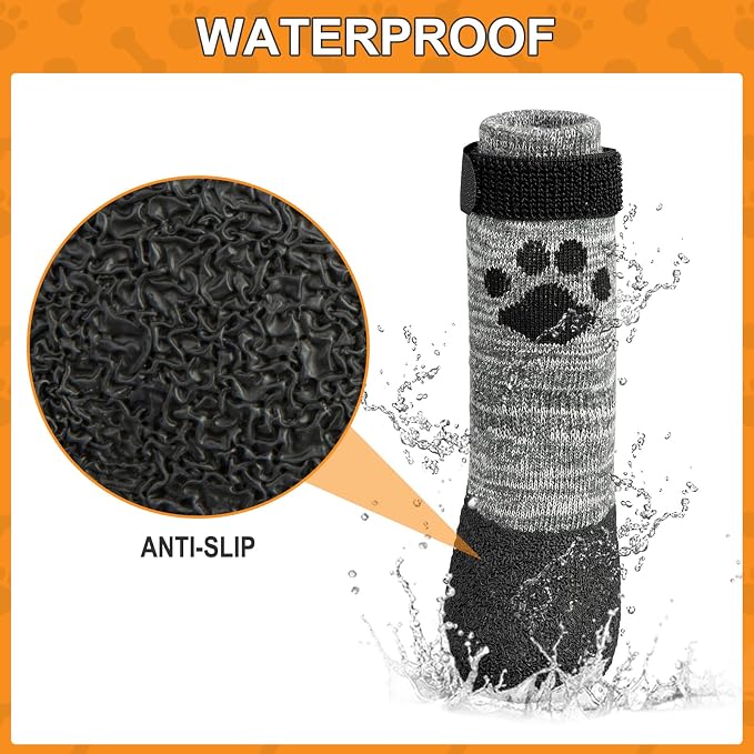 KOOLTAIL Anti Slip Dog Socks for Hot/Clod Pavement to Prevent Licking Paws，Dog Booties for Hardwood Floors, Traction Rain Dog Boots&Paw Protectors Shoes with Grip for Small Medium Large Senior Dogs XL