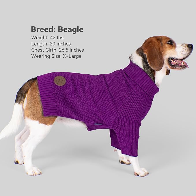 cyeollo Dog Sweater Long Sleeve Knitted Turtleneck Pullover Warm Clothes | Ultra Soft Warm Knit, Full Coverage, 4-Way Stretch for Easy Movement, Easy On & Off, Winter Daily Wear for Small Dogs