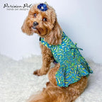Parisian Pet Tribal Dog Dress - Summer Clothes for Large Dogs Girl - Ruched Waist Pet Dress - Stylish Printed Beach Dog Outfit - Lightweight Puppy Clothes - Sleeveless Dresses for Dogs