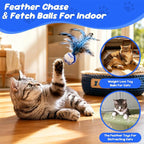 Cat Feather Toys 20 Pack, Cats Bouncy Balls for Indoor Cats | Feather Chase & Fetch Balls, Bouncy Tails Cat Toys with Durable Rubber, Interactive Home Chase Exercise Hunting Play