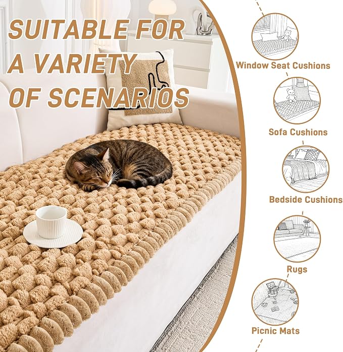 Plush Couch Cover for Dogs Non Slip Pet Sofa Protector, Ultra Soft Washable Couch Cover for Pets, Anti-Slip Backing Furniture Protector for Cats & Dogs, Fits Standard & L-Shape Sofas (3 Sizes)