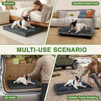 Waterproof Small Dog Bed Crate Pad 24", Washable Orthopedic Puppy Cat Mat | Outdoor Pet Bed Foam, Reversible Faux Leather & Flannel, Durable Removable Cover, Anti-Slip Kennel Pad 23"x17" Dark Gray
