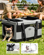 Pecute Cat Carrier, Soft Double Pet Crate for 2 Cats Travel, Gray | Anti-Collapse Steel Frame, Convertible Dual Space, Foldable, Polyester Breathable mesh, Up to 26 lbs, Car Travel & Vet Visits