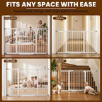 Mumeasy 36" Extra Tall Baby Gate for Stairs, 29.7-54.2" Wide Dog Gate for Doorways, Walk Thru Pet Safety Gate for Indoor, Pressure Mounted with Auto Close, Easy Install No Drill for Toddlers, White