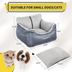 BurgeonNest Dog Car Seat for Small Dogs & Cats Under 25 lbs, Grey