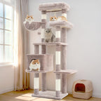 Gitelsnour 55.1'' Cat Tree Tower for Indoor Cats, Large Platform, CCT013MU | 7 Sisal Scratching Posts, Multi-level Cat Condo Cat Cave, 2 Padded Perches, Basket, Furry Ball, Toy, Mushroom