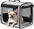 Dog Car Carrier Light Weight 24×17.7×20.5in, Foldable Dog Carrier, Gray | Easy to Assemble, Portable and Breathable Pet Carrier, Suitable for Indoor and Outdoor Use, Dog Travel Crate with Curtain