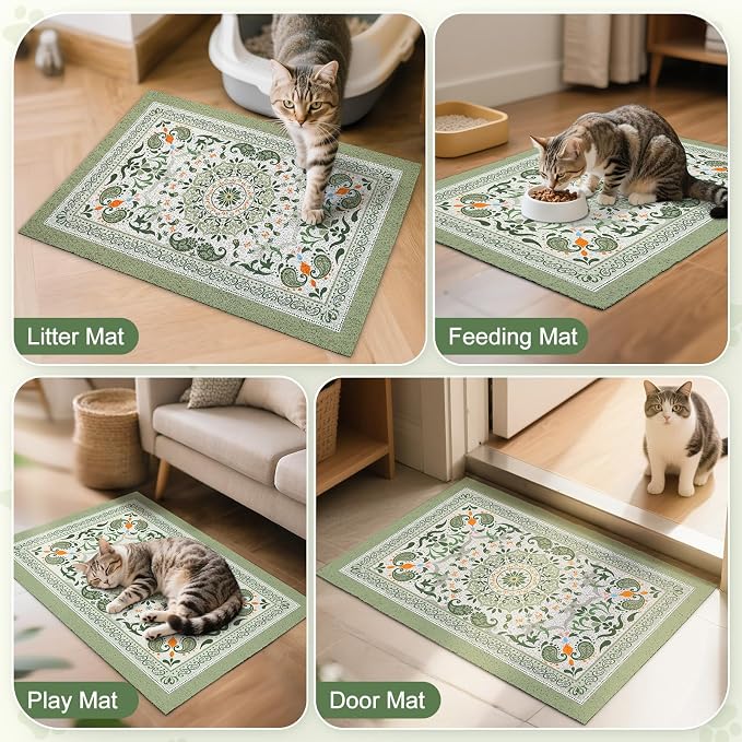 Unicorn Catcher 33"x22" Cat Litter Mat Non-Slip Washable Litter Box Mat | High-Density PVC Litter Catcher Mat Efficiently Traps Scattered Litter From Paws To Keep Floors Clean