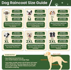 BRKURLEG Dog Raincoat, Waterproof Rain Jacket with Hood, Green, L | Adjustable Windproof Rainproof Jacket with Leash Hole, Reflective Breathable Rain Coat Poncho, for Small to Large Dogs
