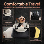 YUDODO Teacup Dog Car Seat - Design for Tiny Dogs up to 7 lbs with Cushion | Elevated View, Rear Pass-Through, Front Carrier, Vegan Leather, Safe & Durable, Waterproof, Wipe Clean, Black