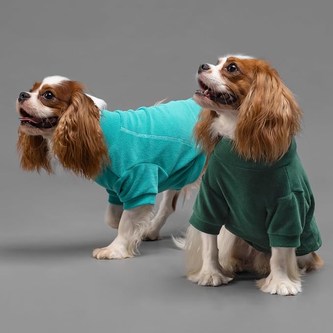 Fitwarm 3 Pack Fleece Dog Sweater, Turtleneck Dog Sweatshirt, Dog Winter Clothes for Small Dogs Boy Girl, Pet Pullover Jumper, Cat Apparel, Dark Green, Teal Green, Olive Green, XXL