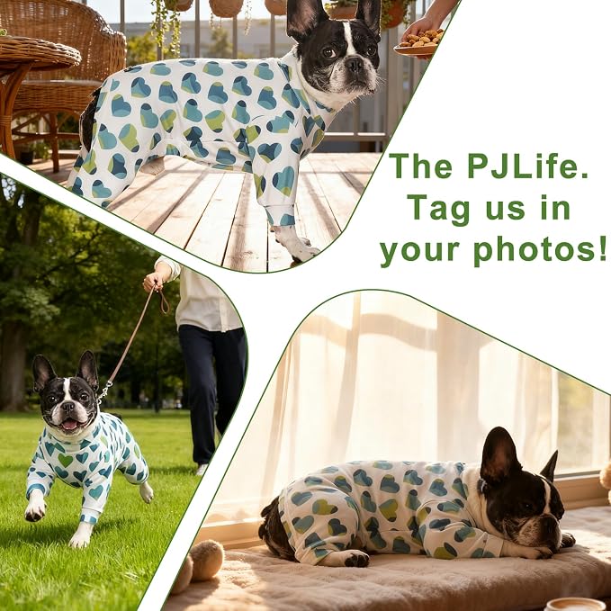 Dog Pajamas for Medium Large Dogs, Soft Stretchy Lightweight Dog Onesie with Heart Print, Breathable Full Body Dog PJs for Sleeping, Calming & Recovery (XX-Large, 40–55 lbs)、