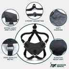 Houdini™ Escape Proof Cat Harness and Leash (Black, M/L) | Adjustable walking vest with 6ft lead, premium padded finish, snug secure fit, lightweight for travel and outdoor adventures