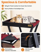 Modern Wood Cat Tree Tower for Indoor Cats Large Adult 67-in Tall | Heavy Duty XL Stable Wooden Cat Condo House Furniture with Multi-Level Spacious Perch Scratching Board Soft Washable Pads