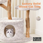 Easyego Modern Cat Tree, 43.3" Aesthetic Wood Cat Tree Tower for Large Cats, Luxury Cat Condo with Scratching Posts and Flower Platforms, Cat Furniture, Bullet Gray