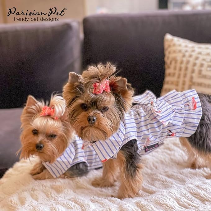 Parisian Pet Flamingo Dog Dress - Summer Clothes for Large Dogs Girl - Stylish Pet Dress - Comfortable Sleeveless Dog Outfits - Lightweight and Breathable Puppy Clothes - Dresses for Dogs