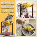 PetPals Cat Slow Feeder Treat Dispenser Interactive Cat Puzzle Fish Toy | Dry Food Dispensing Cat Toy for Small Pets & Kittens, Mental Stimulation Cat Feeding Toy Campfire Theme BBQ Fish Cat Toy