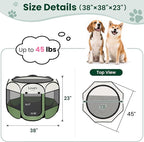 Love's cabin Pet Puppy Dog Playpen, Large Dog Tent Crates Cage Indoor/Outdoor, Portable Playpen for Cat, Foldable Pop Up Dog Kennel Playpen with Carring Case, Removable Zipper Top, Olive Green