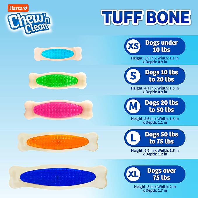 Hartz Chew 'N Clean Tuff Bone Bacon Scented Dental Dog Chew Toy - Extra Large