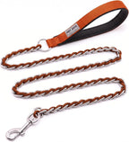 S-ETOVUS-Chain Dog Leash, Bite-Proof Metal Leash, with Padded Handle | Three Sizes 7.25FT/5.2FT/4FT, Woven From Nylon Rope And Chain, Durable And Bite-Resistant, Comfortable With Padded Handles.