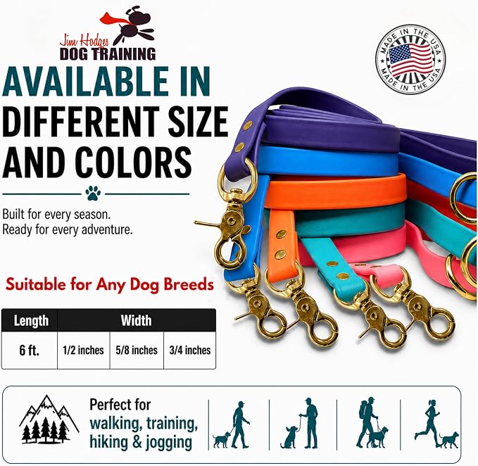 Gummy K9 Dog Leash, Biothane, Dog Training Leash, Made in The USA, 6 Feet, Various Sizes & Colors (1/2, Teal)