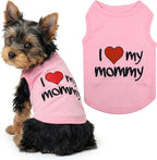 Parisian Pet I Love My Mommy Dog Shirt 100% Cotton Shirts for Large Dogs - Pink Sleeveless Girl Pet Clothes - Lightweight Pet Tshirts - Breathable Puppy Clothes - Stretchy Dog Summer Shirt