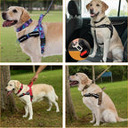 Annchwool No Pull Dog Harness,Heavy Duty Reflective Collar & Leash Set-Leash with Double Handle & Car Seatbelt Clip-Easy Control for Walking Training Medium Large Size Dogs(Red,M)